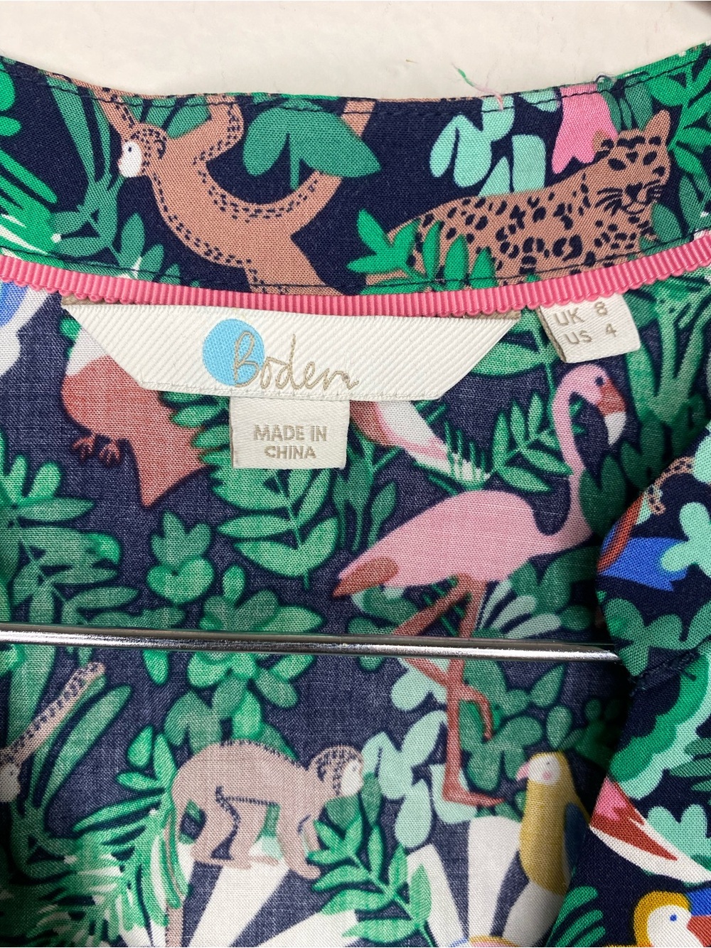 Boden Green Tropical Bird-Print Midi Dress - Picture 5 of 7